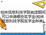 桂林信息科技学院就读期间可以申请哪些奖学金(桂林信息科技学院奖学金种类)