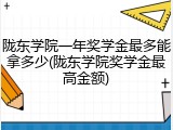 陇东学院一年奖学金最多能拿多少(陇东学院奖学金最高金额)