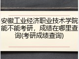 安徽工业经济职业技术学院能不能考研，成绩在哪里查询(考研成绩查询)