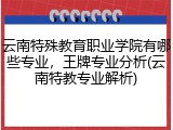 云南特殊教育职业学院有哪些专业，王牌专业分析(云南特教专业解析)