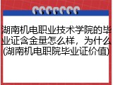 湖南机电职业技术学院的毕业证含金量怎么样，为什么(湖南机电职院毕业证价值)