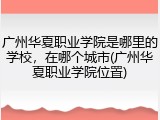 广州华夏职业学院是哪里的学校，在哪个城市(广州华夏职业学院位置)