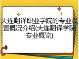 大连翻译职业学院的专业设置概况介绍(大连翻译学院专业概览)