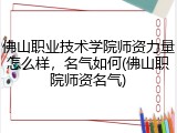 佛山职业技术学院师资力量怎么样，名气如何(佛山职院师资名气)