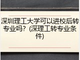 深圳理工大学可以进校后转专业吗？(深理工转专业条件)
