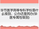 毕节医学高等专科学校是什么级别，公办还是民办(毕医专属性级别)