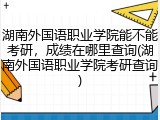 湖南外国语职业学院能不能考研，成绩在哪里查询(湖南外国语职业学院考研查询)