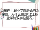 山东理工职业学院是否有双学位，为什么(山东理工职业学院双学位情况)
