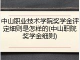 中山职业技术学院奖学金评定细则是怎样的(中山职院奖学金细则)