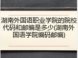 湖南外国语职业学院的院校代码和邮编是多少(湖南外国语学院编码邮编)