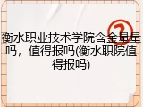 衡水职业技术学院含金量量吗，值得报吗(衡水职院值得报吗)