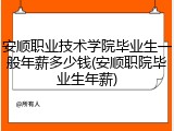安顺职业技术学院毕业生一般年薪多少钱(安顺职院毕业生年薪)
