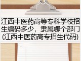 江西中医药高等专科学校招生编码多少，隶属哪个部门(江西中医药高专招生代码)