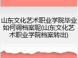 山东文化艺术职业学院毕业如何调档案呢(山东文化艺术职业学院档案转出)