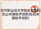 毕节职业技术学院在读期间怎么申请助学贷款(在校申请助学贷款)
