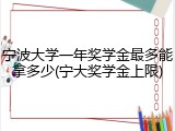 宁波大学一年奖学金最多能拿多少(宁大奖学金上限)