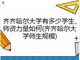 齐齐哈尔大学有多少学生，师资力量如何(齐齐哈尔大学师生规模)
