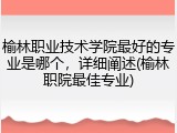 榆林职业技术学院最好的专业是哪个，详细阐述(榆林职院最佳专业)