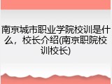 南京城市职业学院校训是什么，校长介绍(南京职院校训校长)