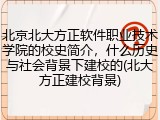 北京北大方正软件职业技术学院的校史简介，什么历史与社会背景下建校的(北大方正建校背景)