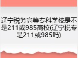辽宁税务高等专科学校是不是211或985高校(辽宁税专是211或985吗)