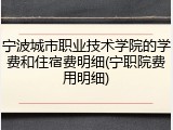 宁波城市职业技术学院的学费和住宿费明细(宁职院费用明细)