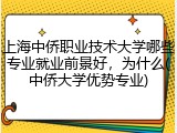 上海中侨职业技术大学哪些专业就业前景好，为什么(中侨大学优势专业)