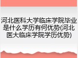 河北医科大学临床学院毕业是什么学历有何优势(河北医大临床学院学历优势)