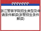 浙江警察学院招生类型及申请条件解读(浙警招生条件解读)
