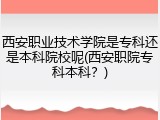 西安职业技术学院是专科还是本科院校呢(西安职院专科本科？)