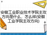 安徽工业职业技术学院主攻方向是什么，怎么样(安徽工业学院主攻方向)