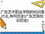 广东艺术职业学院的校训是什么,有何历史(广东艺院校训历史)