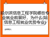哈尔滨信息工程学院哪些专业就业前景好，为什么(哈信息工程就业优势专业)