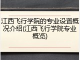 江西飞行学院的专业设置概况介绍(江西飞行学院专业概览)