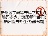 梧州医学高等专科学校招生编码多少，隶属哪个部门(梧州医专招生代码所属)