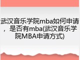 武汉音乐学院mba如何申请，是否有mba(武汉音乐学院MBA申请方式)