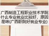 广西制造工程职业技术学院什么专业就业比较好，原因是啥(广西职院好就业专业)