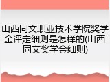 山西同文职业技术学院奖学金评定细则是怎样的(山西同文奖学金细则)
