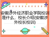 安徽涉外经济职业学院校训是什么，校长介绍(安徽涉外校长校训)
