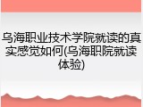 乌海职业技术学院就读的真实感觉如何(乌海职院就读体验)