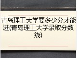 青岛理工大学要多少分才能进(青岛理工大学录取分数线)