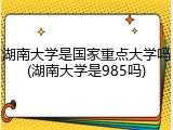 湖南大学是国家重点大学吗(湖南大学是985吗)