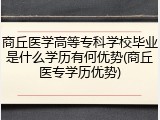 商丘医学高等专科学校毕业是什么学历有何优势(商丘医专学历优势)