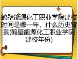 鹤壁能源化工职业学院建校时间是哪一年，什么历史背景(鹤壁能源化工职业学院建校年份)
