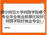 南宁师范大学师园学院哪个专业毕业就业前景比较好(师园学院好就业专业)