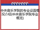 中央音乐学院的专业设置概况介绍(中央音乐学院专业概览)