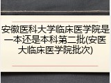 安徽医科大学临床医学院是一本还是本科第二批(安医大临床医学院批次)