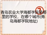 青岛农业大学海都学院是哪里的学校，在哪个城市(青岛海都学院地址)