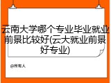 云南大学哪个专业毕业就业前景比较好(云大就业前景好专业)