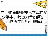 广西物流职业技术学院有多少学生，师资力量如何(广西物流学院师生规模)